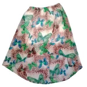 Vibrant Vintage High-Low Butterfly Cheetah Print Skirt (Size S)